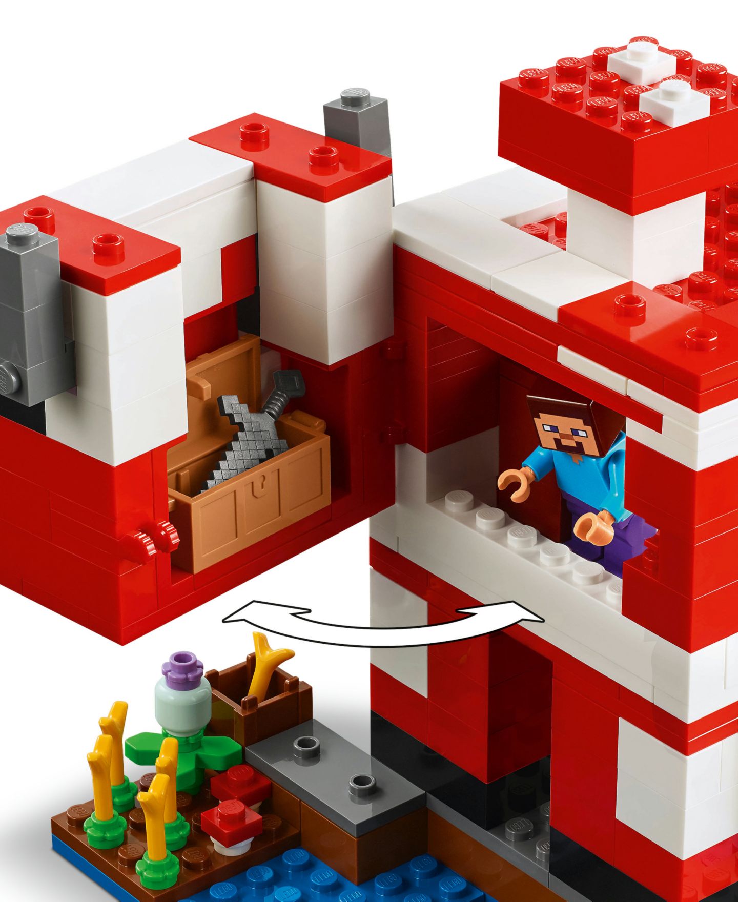 Детский конструктор LEGO® Minecraft The Mooshroom House Toy Figures Building Set 21270 — фото 6