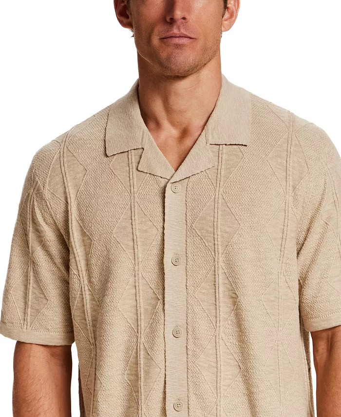 Men's Short-Sleeve Vertical Diamond Slub Shirt - thumbnail 7