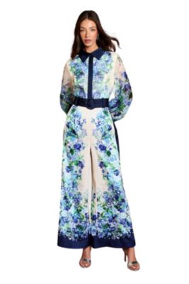 Women's Long Sleeve Placement Print Jumpsuit