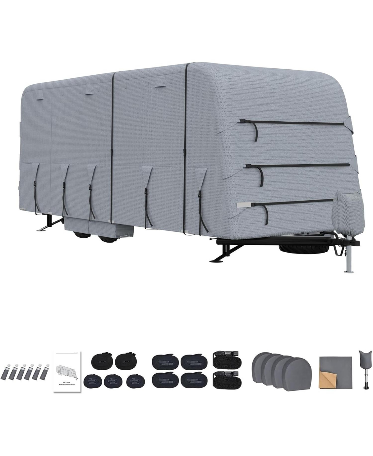 gaomon Rv-Cover 22-24 ft Travel Trailer Camper Cover,Waterproof Rip-Stop Rv Covers with Adhesive Repair Patches - Grey
