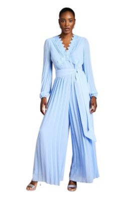 Women's Pleated Leg Tie Waist Jumpsuit