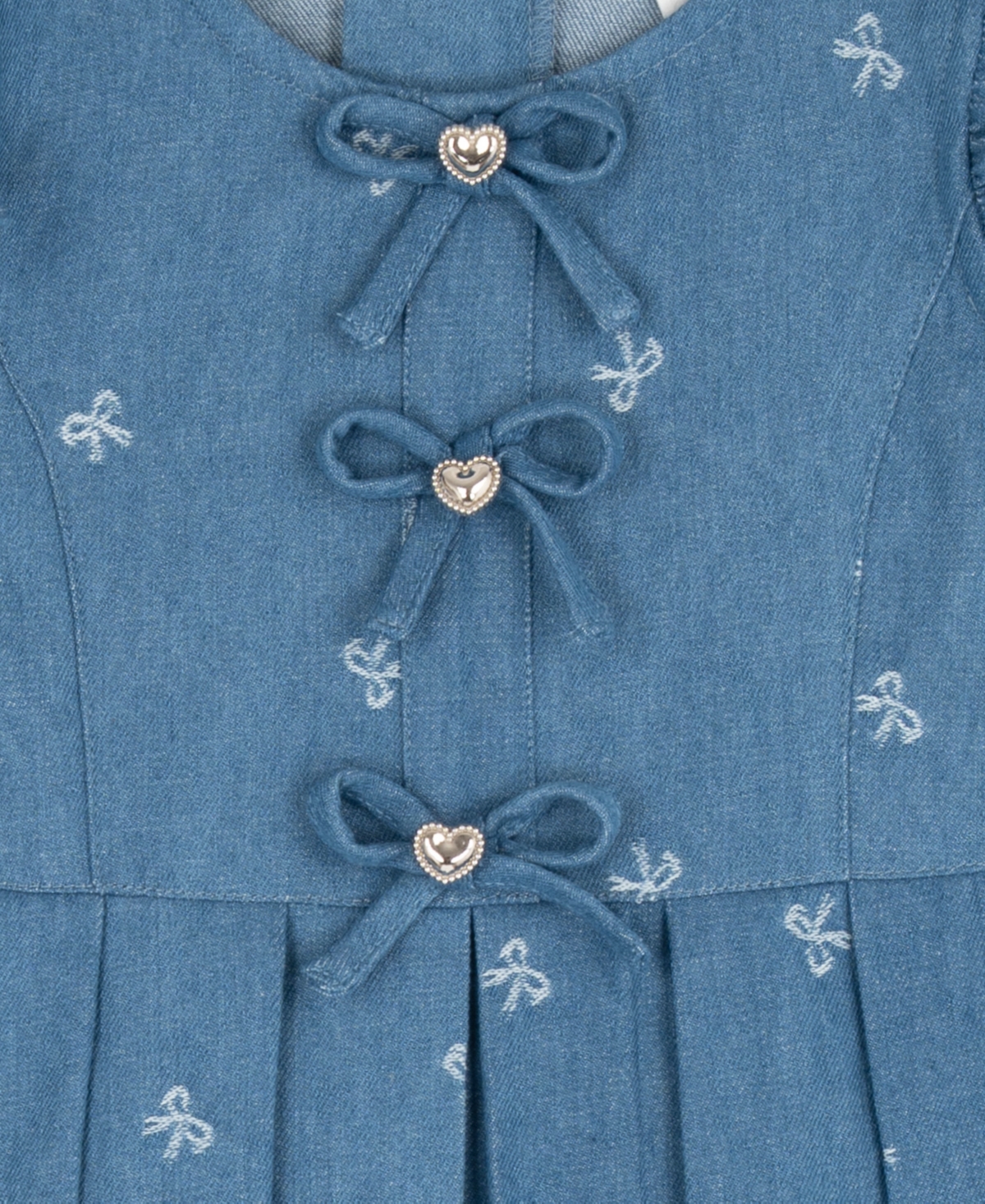 Rare Editions Girls' 2T-6x Demin Bow Pleated Dress with Bag