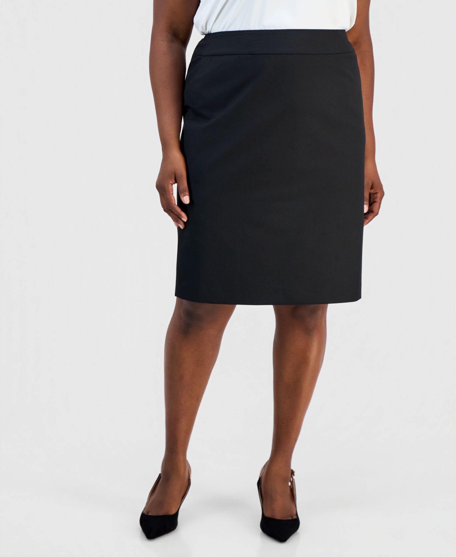 Plus Size Machine Washable Knee-Length Pencil Skirt