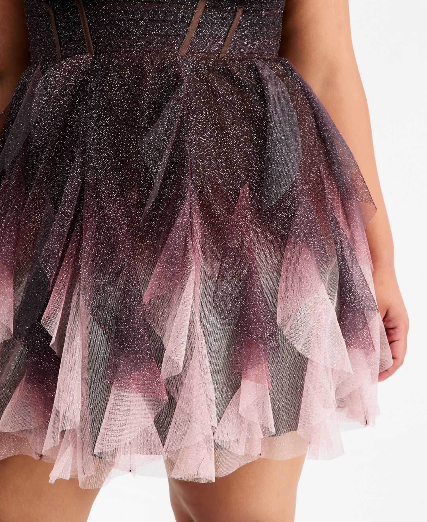 Trendy Plus Size Glitter Ombr&eacute; Petal Short Dress