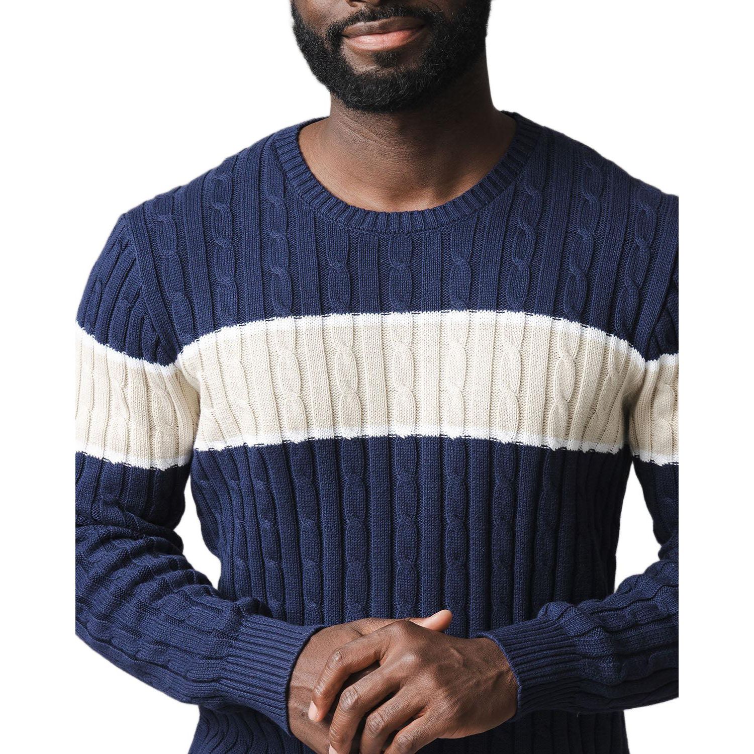 Men's Organic Crew Neck Cable Sweater
