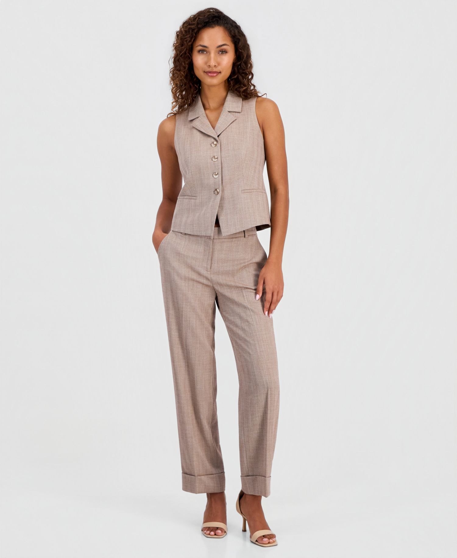 Women's High Rise Cuffed Straight-Leg Pants