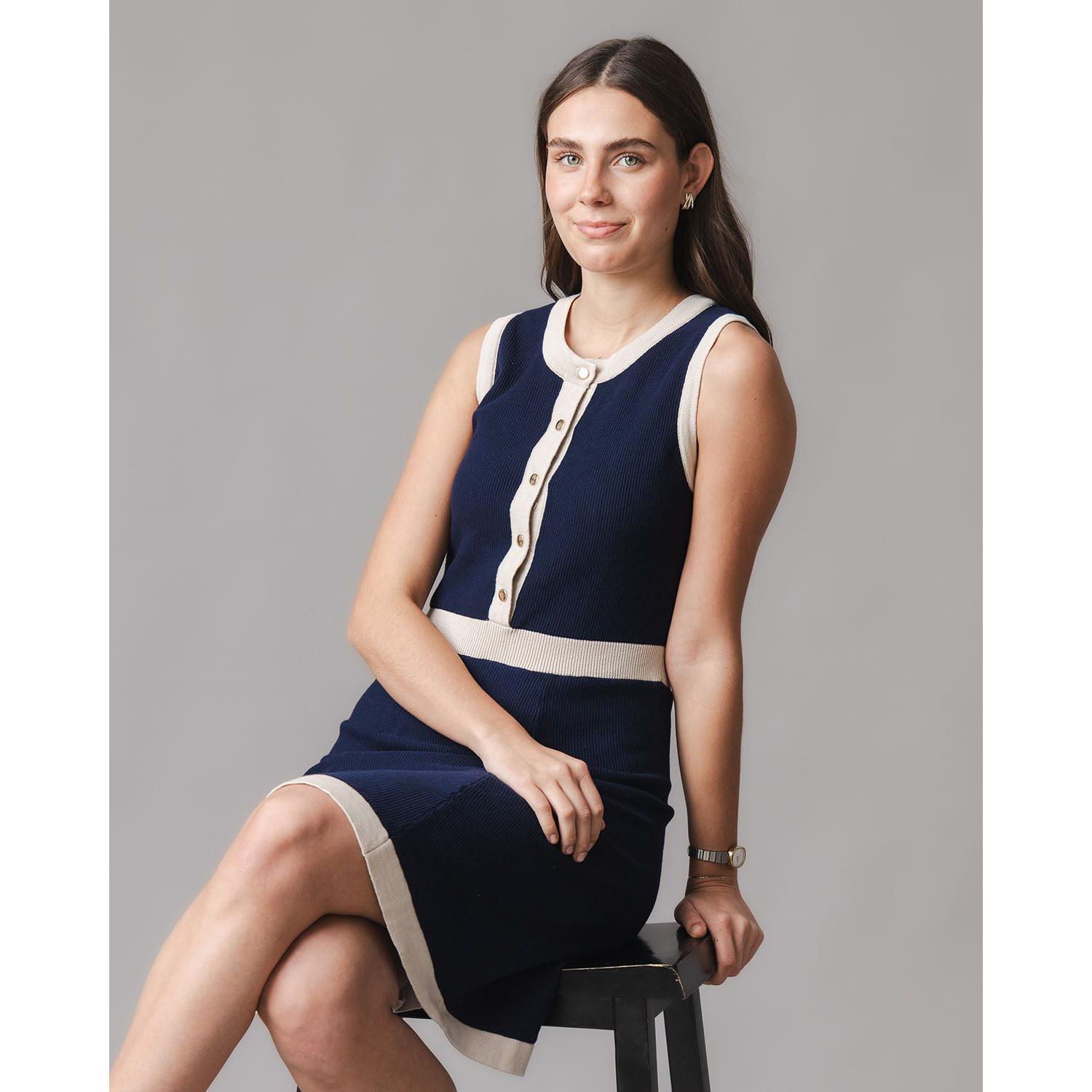 Women's Organic Sleeveless Button Front Sweater Dress