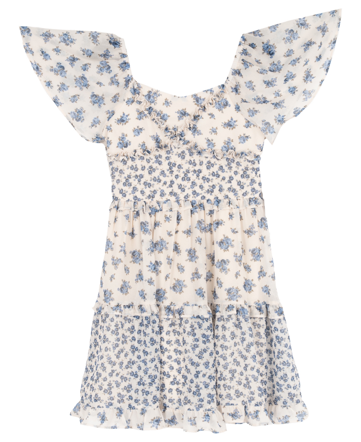 Rare Editions Girls' 2T-6X Denim Vest and Twin Printed Chiffon Dress, 2-Piece Set