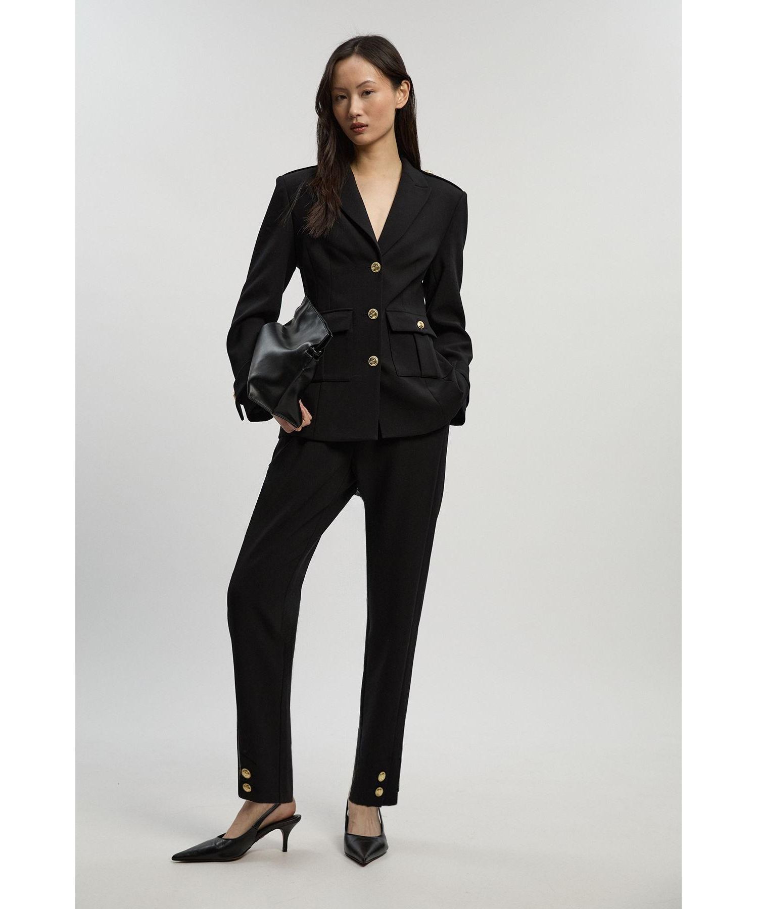 Petite Military Straight Leg Trousers
