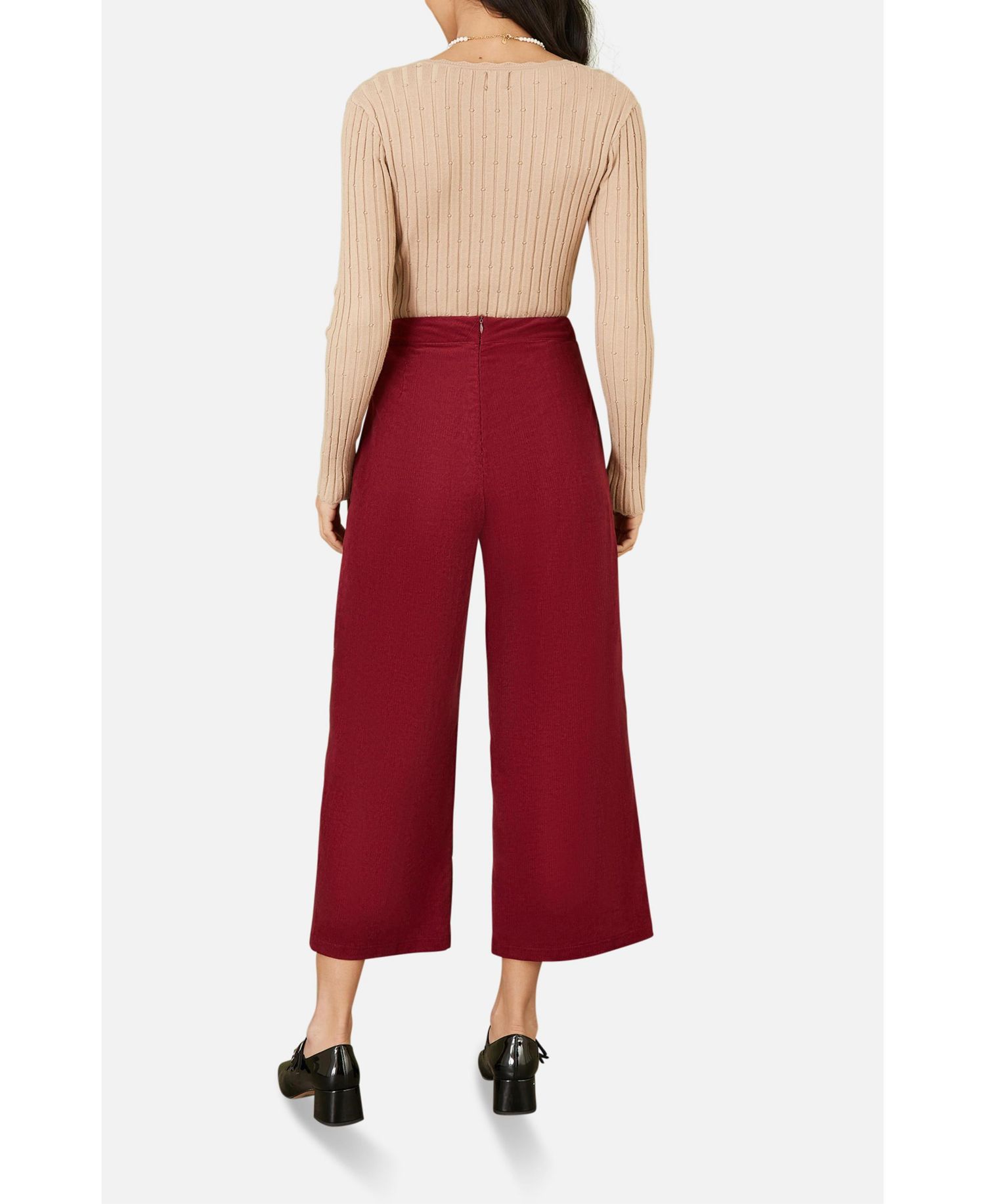Women's Cord Cropped Wide Leg Pants