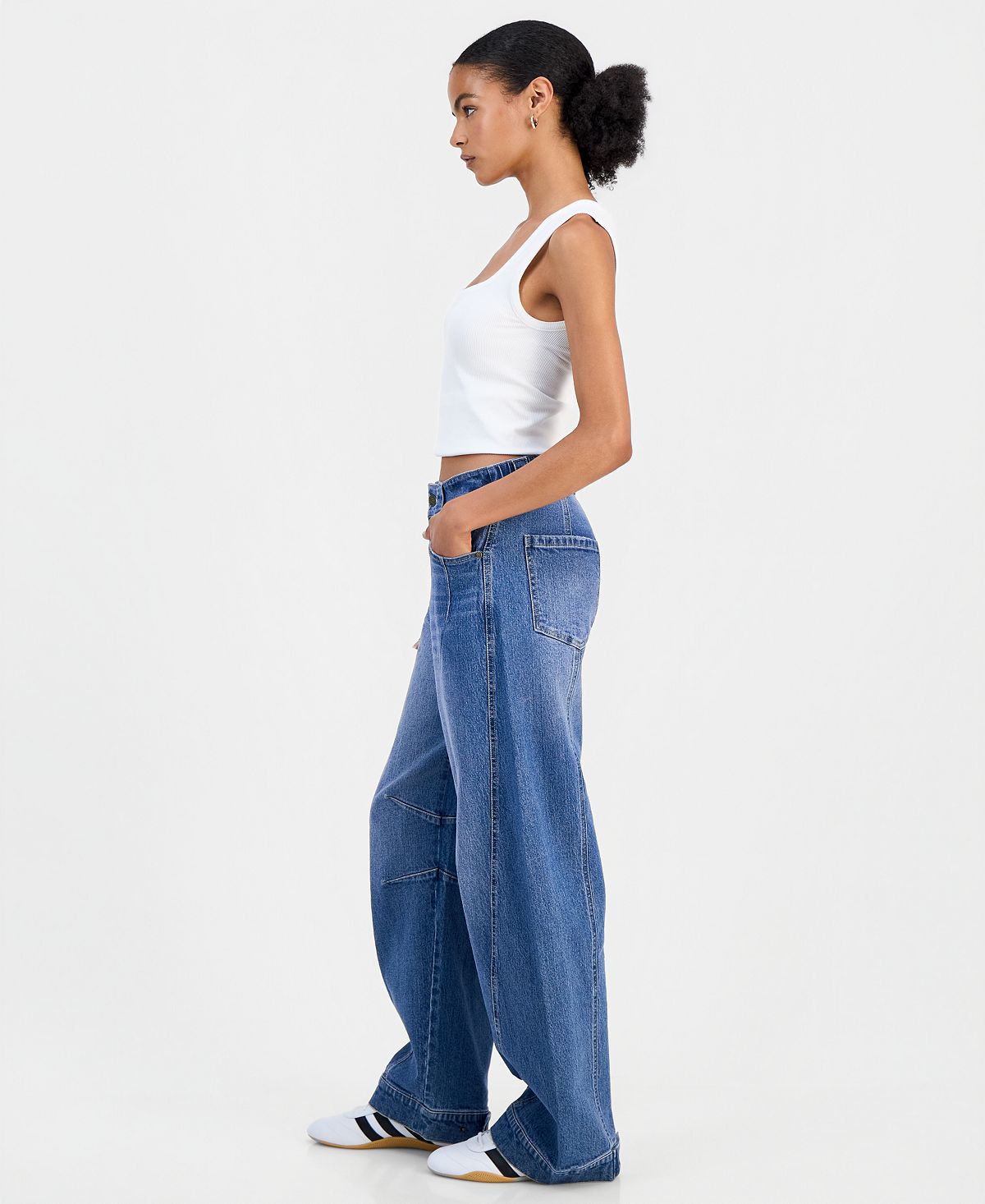 FVR DRM Juniors' Wide Barrel-Leg Jeans view 4 — MAYCSS fashion products