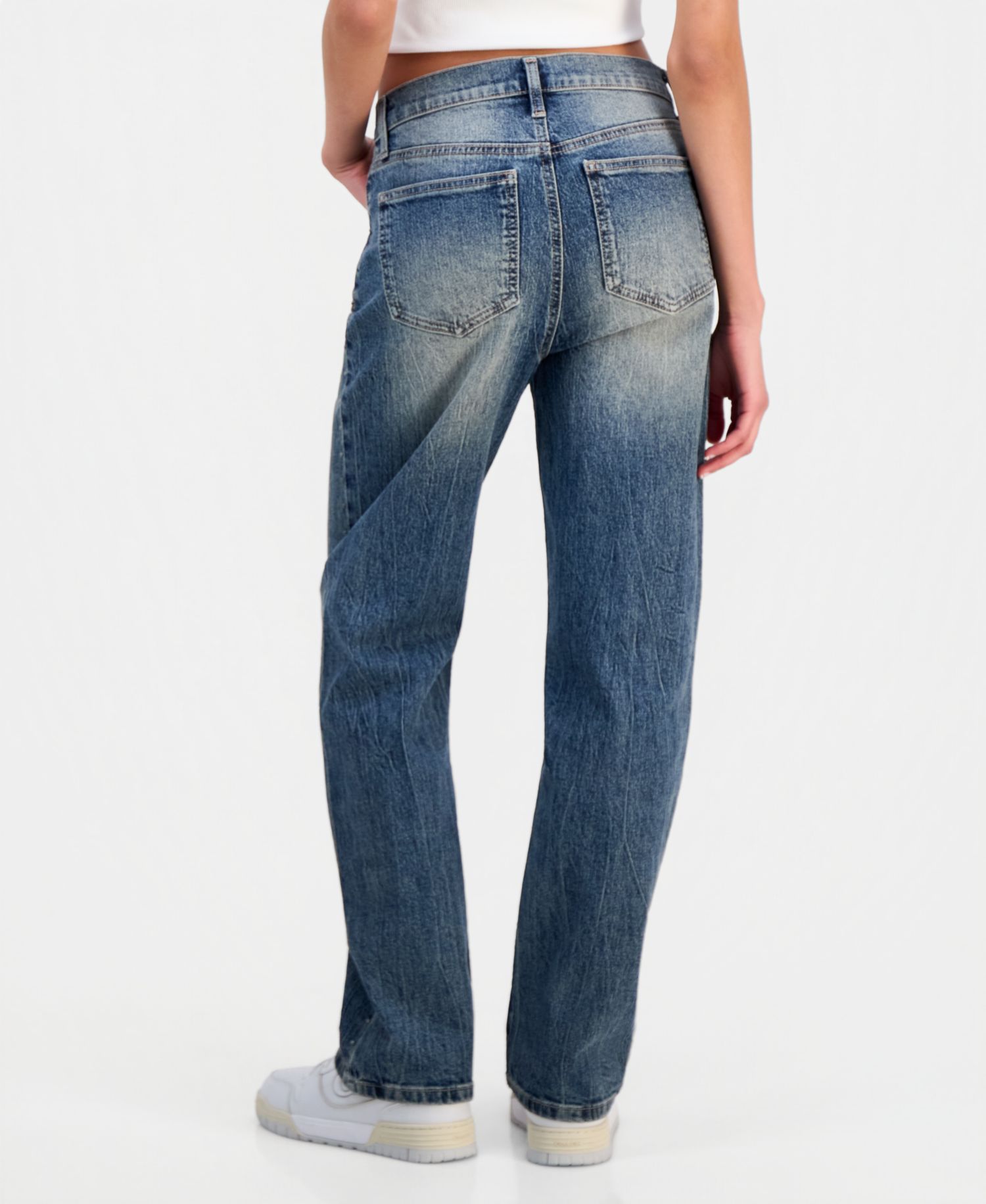 Juniors' Ultra High-Rise Studded Straight-Leg Jeans