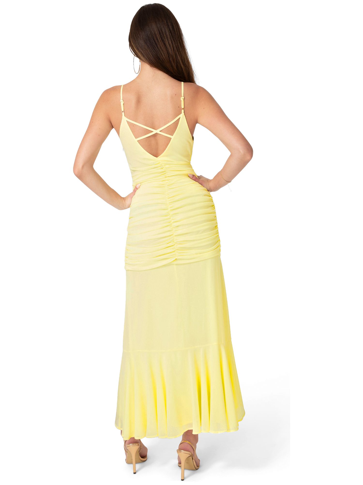 Women's Ruched Chiffon Cascade Gown