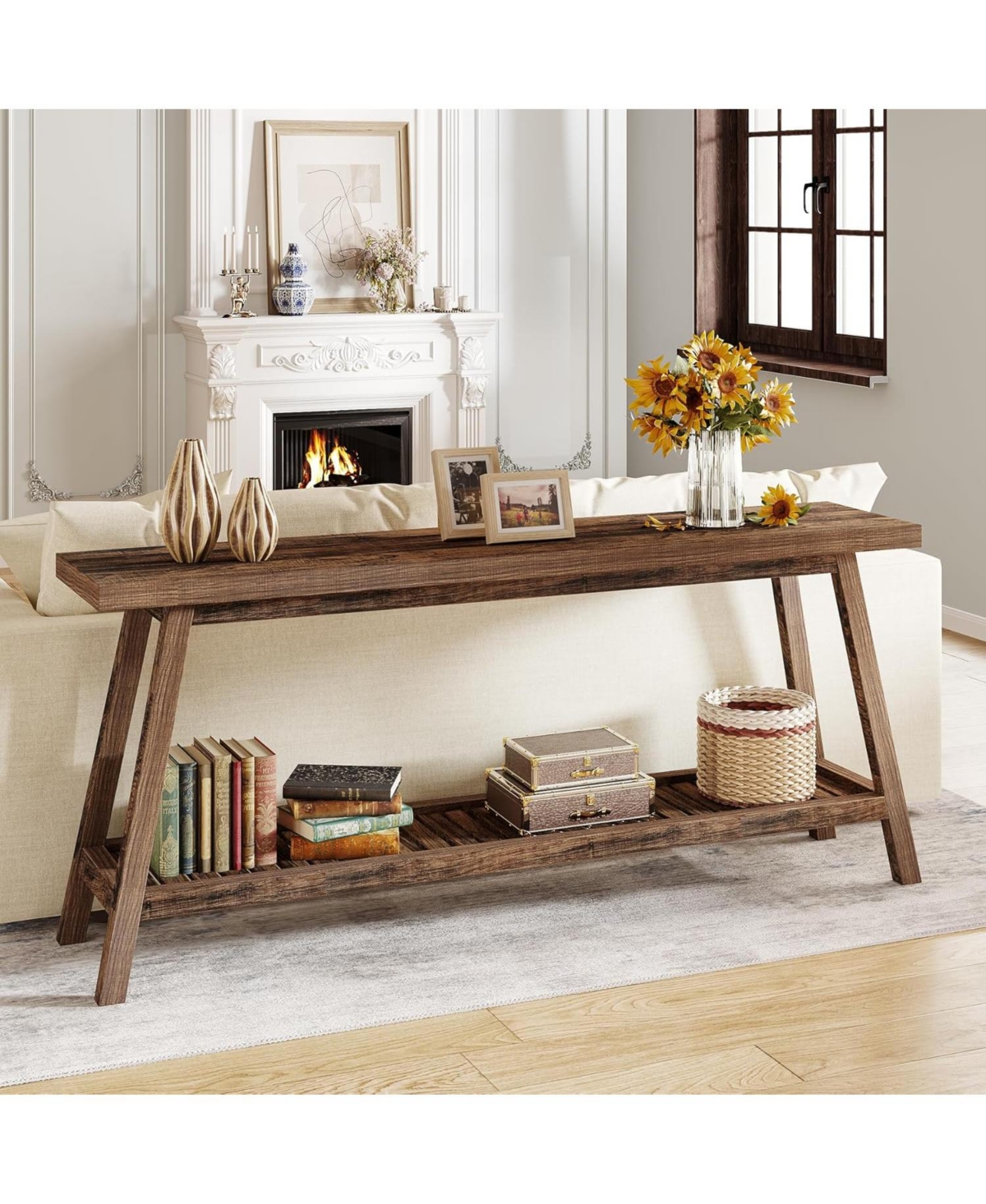 Tribesigns 70.86-Inch Console Table for Entyrway, Farmhouse 2-Tier Entry Entrance Table, Narrow Long Sofa Table