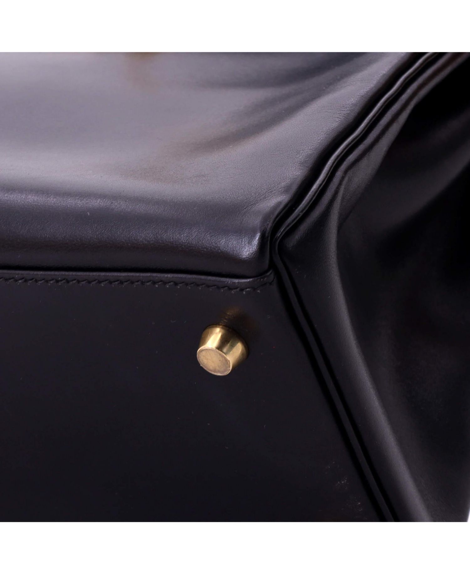 Kelly 28 Handbag Black Box Calf with Gold Hardware
