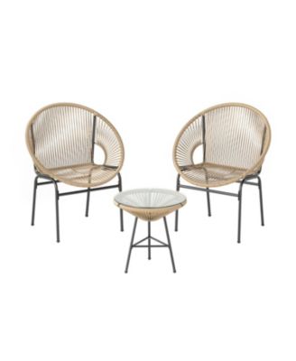Patio Bistro Set 3 Piece Acapulco Chairs with Glass Table