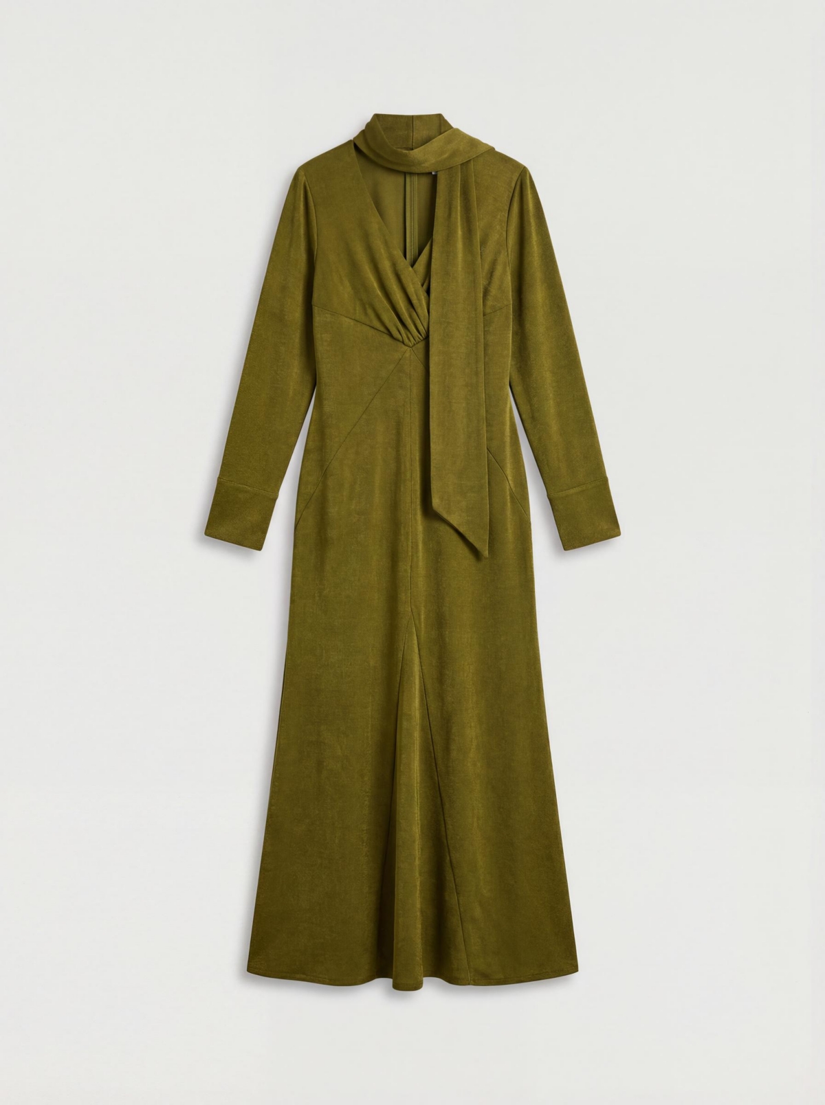 Warehouse Women's Plain Scarf Detail Tie Neck Maxi Dress