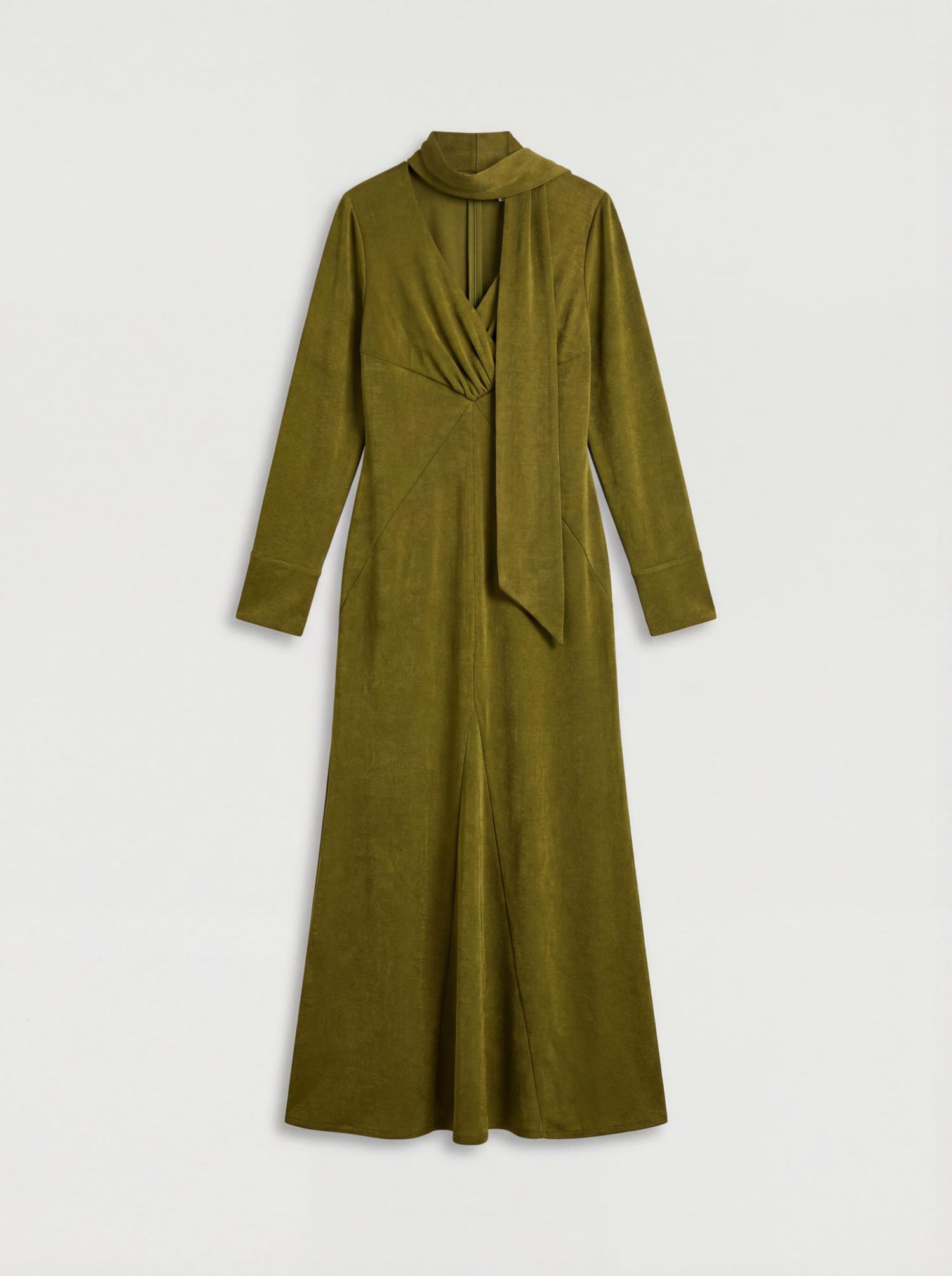Women's Plain Scarf Detail Tie Neck Maxi Dress