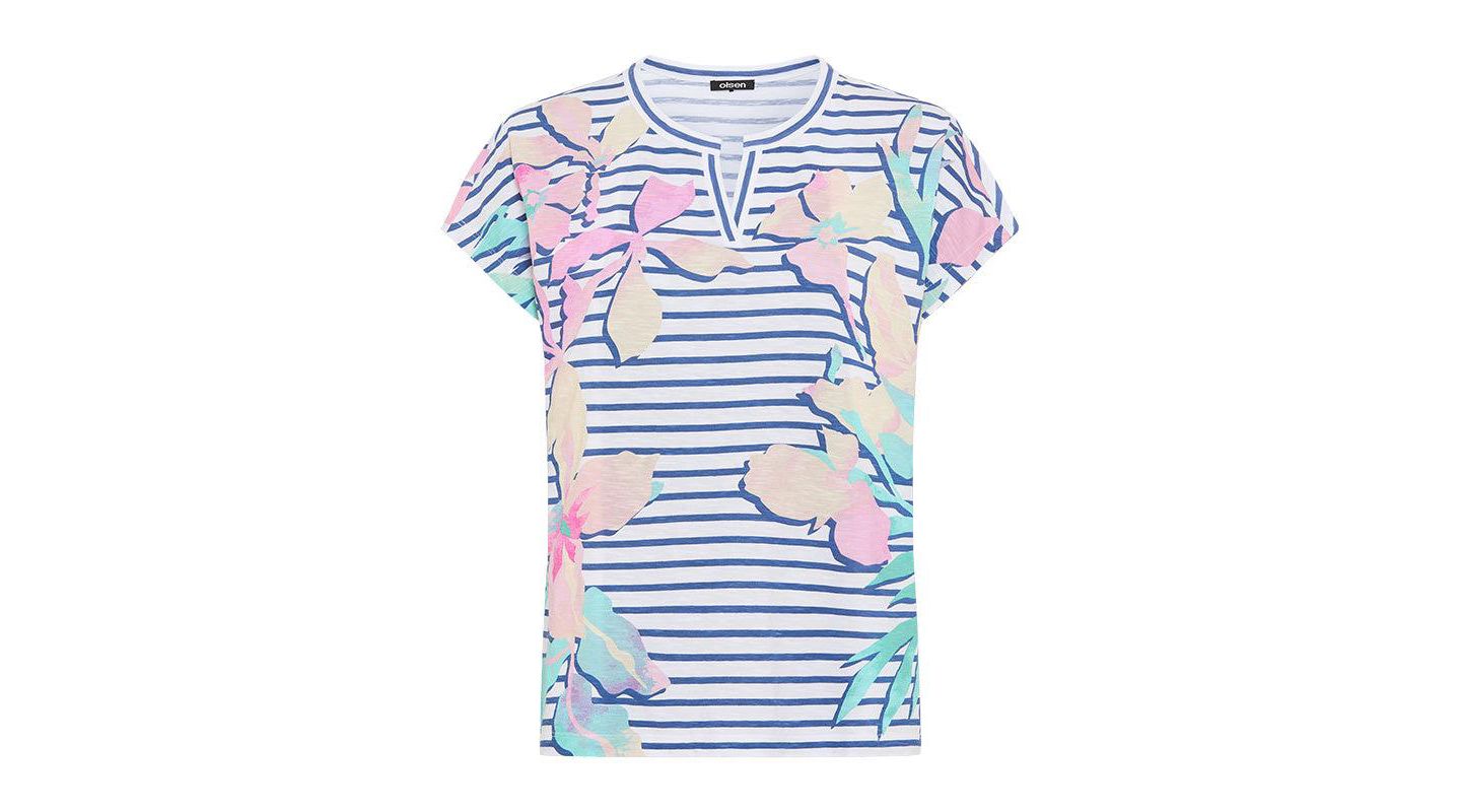 Женская футболка Olsen Stripe and Floral, цвет: Индиго — фото 2