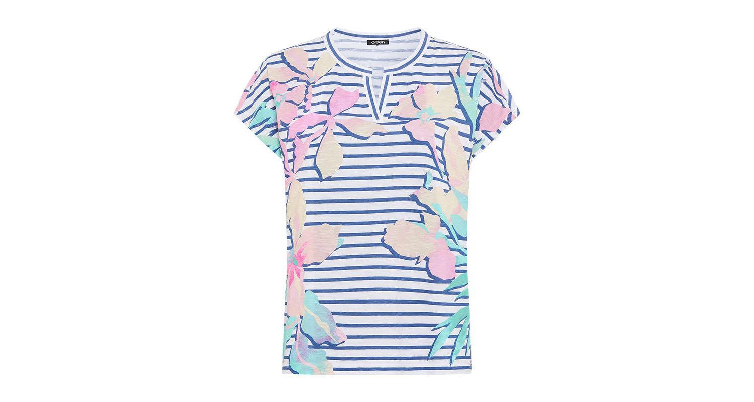 Women's Stripe and Floral T-Shirt