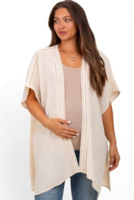Maternity Cream Crochet Trim Rustic Cover Up