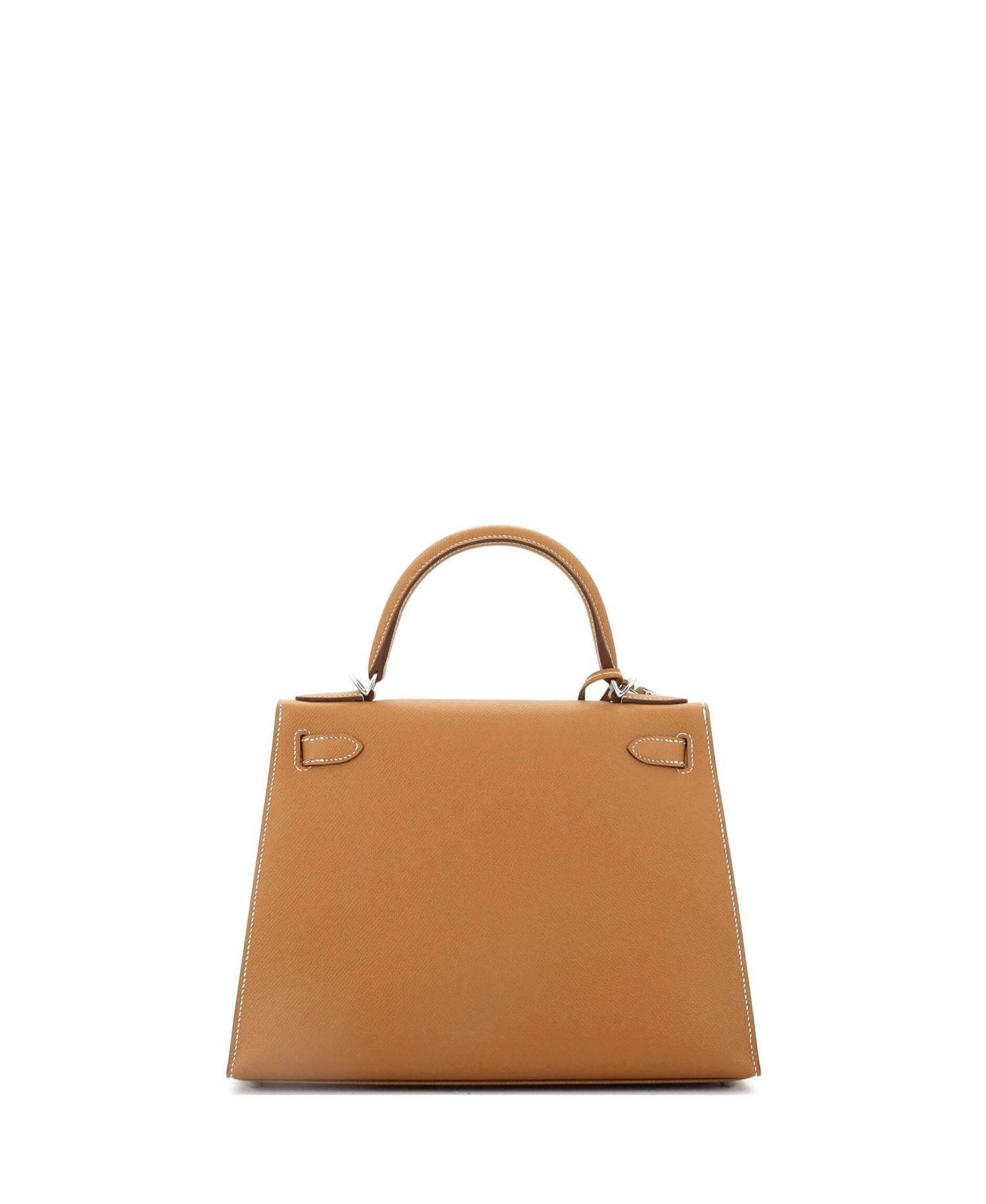 Kelly 28 Handbag Brown Epsom with Palladium Hardware