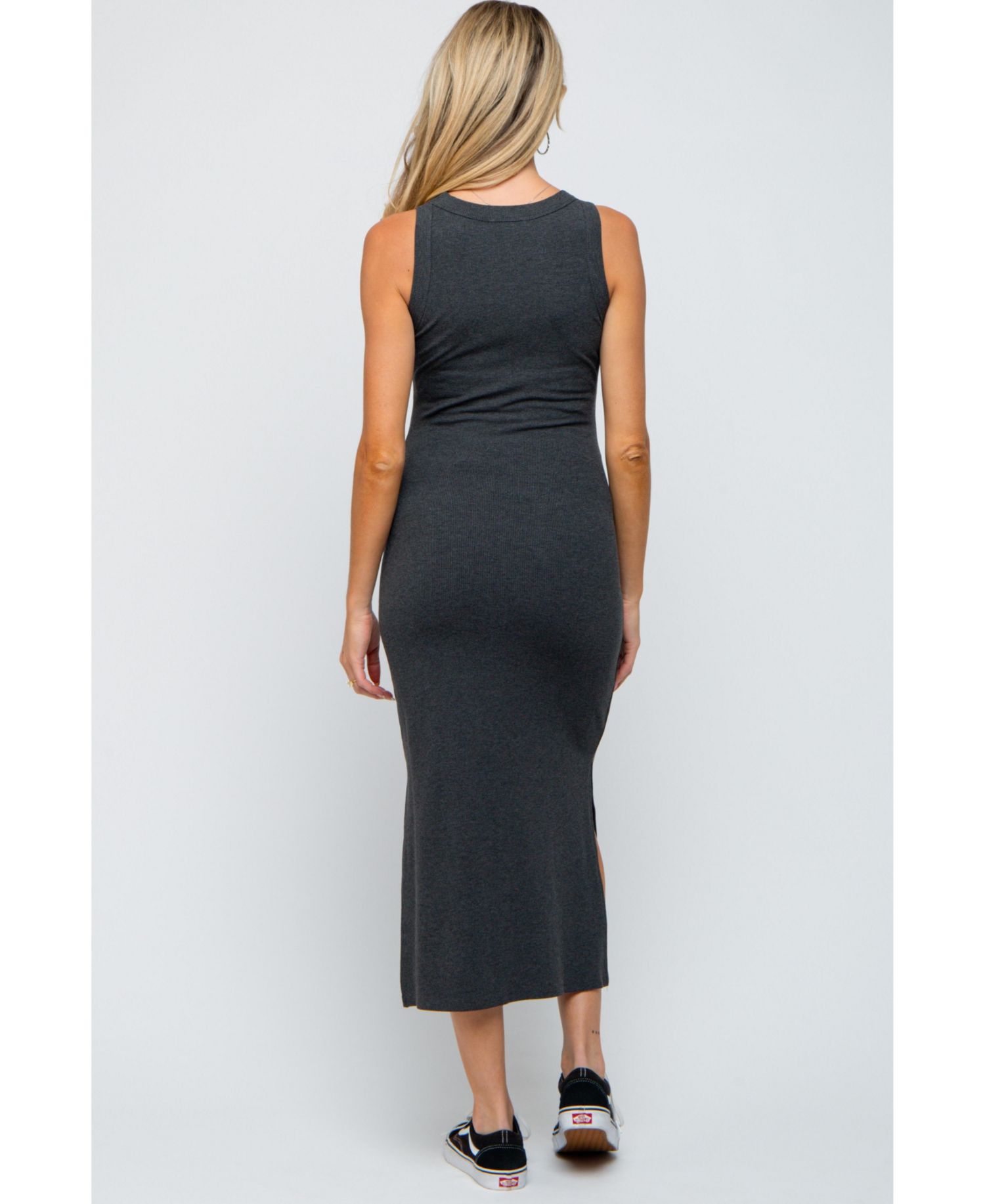 Women's Ribbed Side Slit Tank Dress