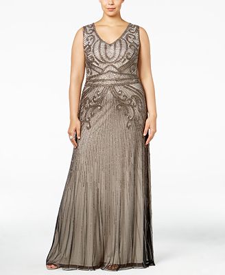 adrianna papell plus beaded gown