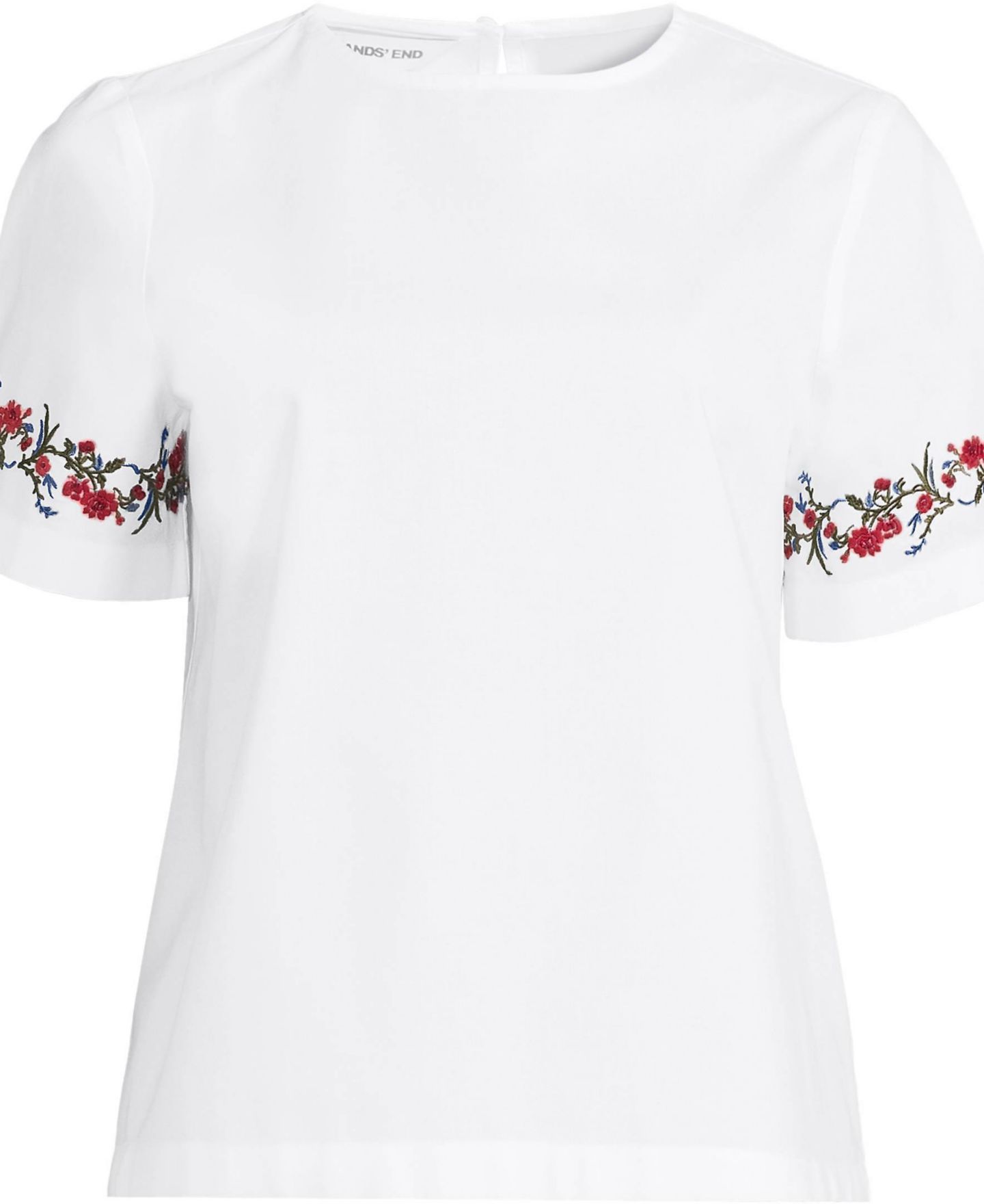 Женская рубашка Lands' End Plus Size Poplin Eyelet, цвет: Вишнёвый / Белый — фото 2
