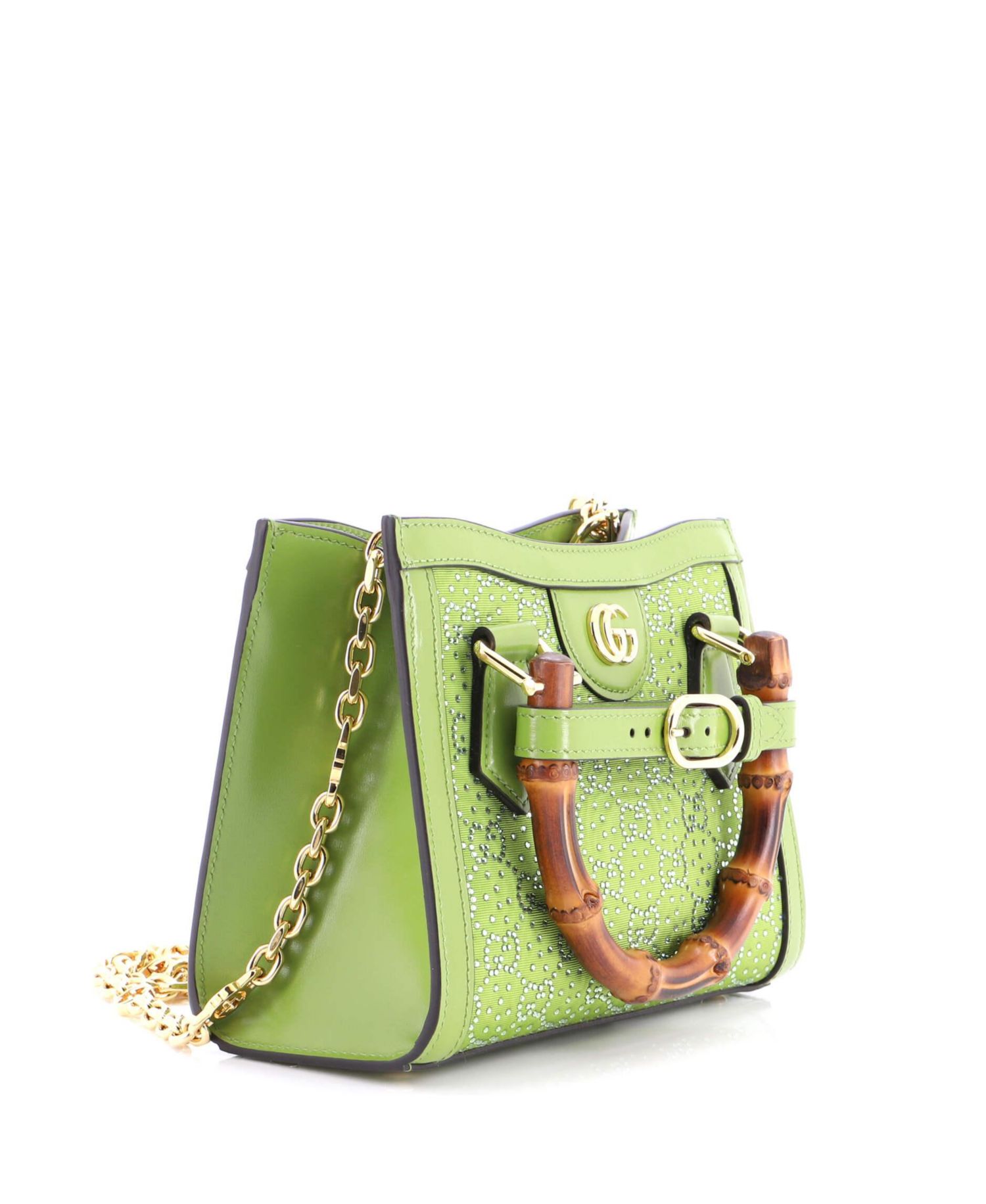 Mini Diana NM Bamboo Handle Tote Crystal Embellished GG Canvas
