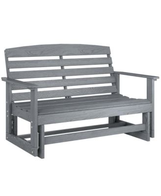 Patio Glider Bench, HDPE Outdoor Glider Loveseat, Distressed