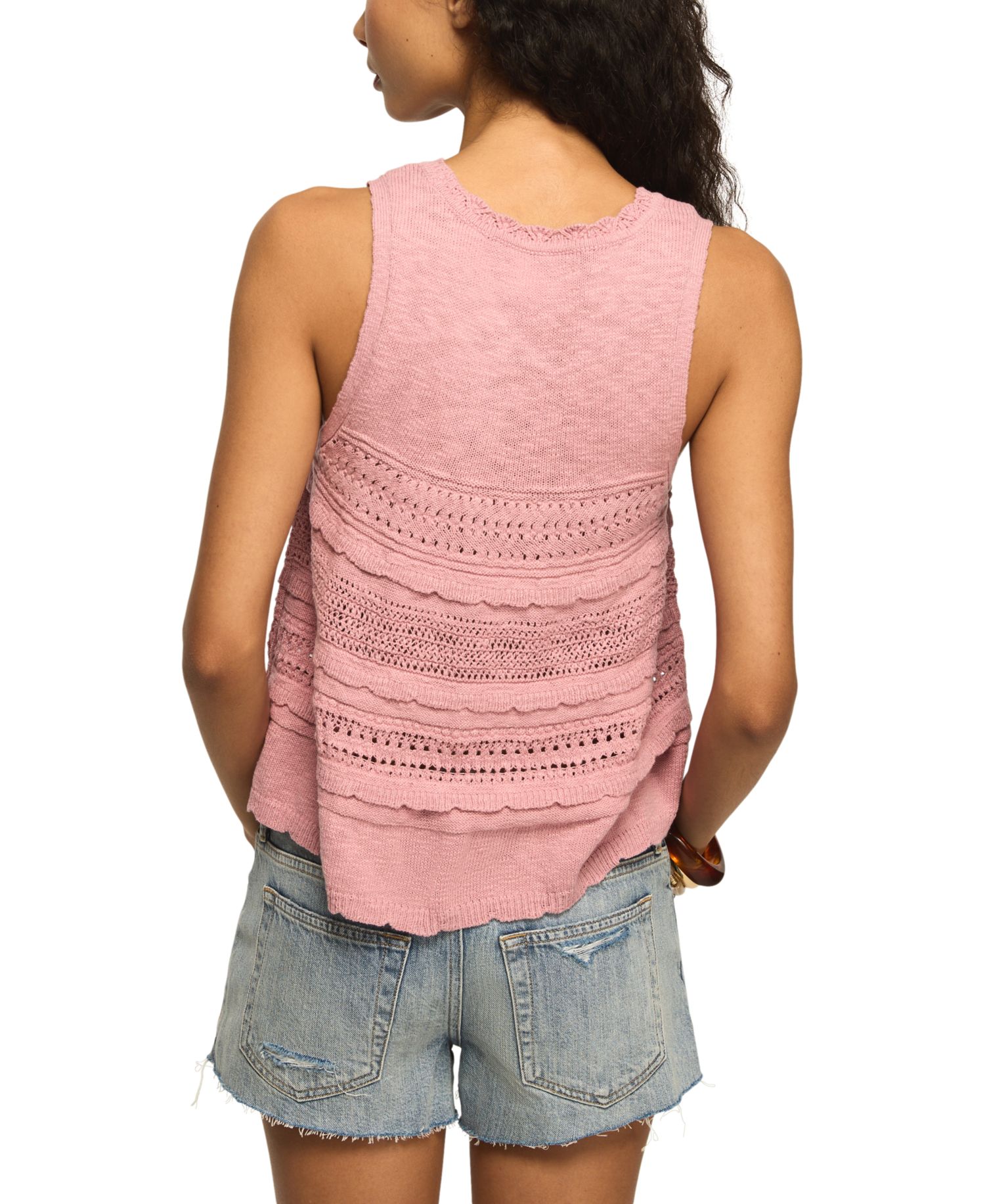 Women's Tiered Ruffle Crewneck Sweater Tank Top
