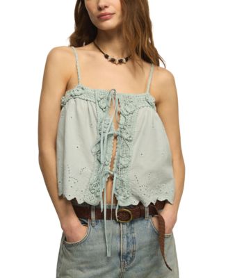 Women's Crochet Trim Cotton Tank Top