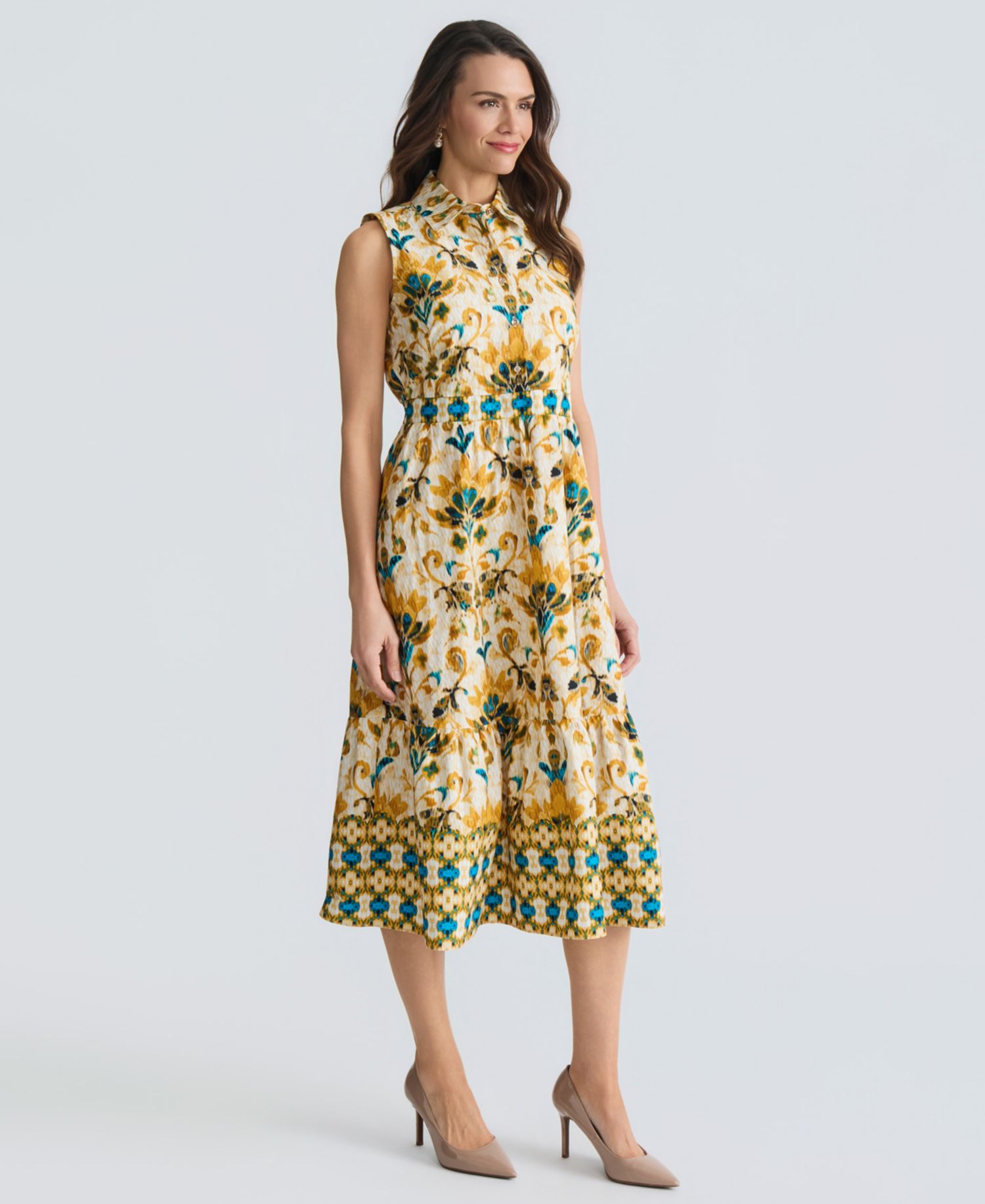 Women's Sleeveless Collared Midi Dress