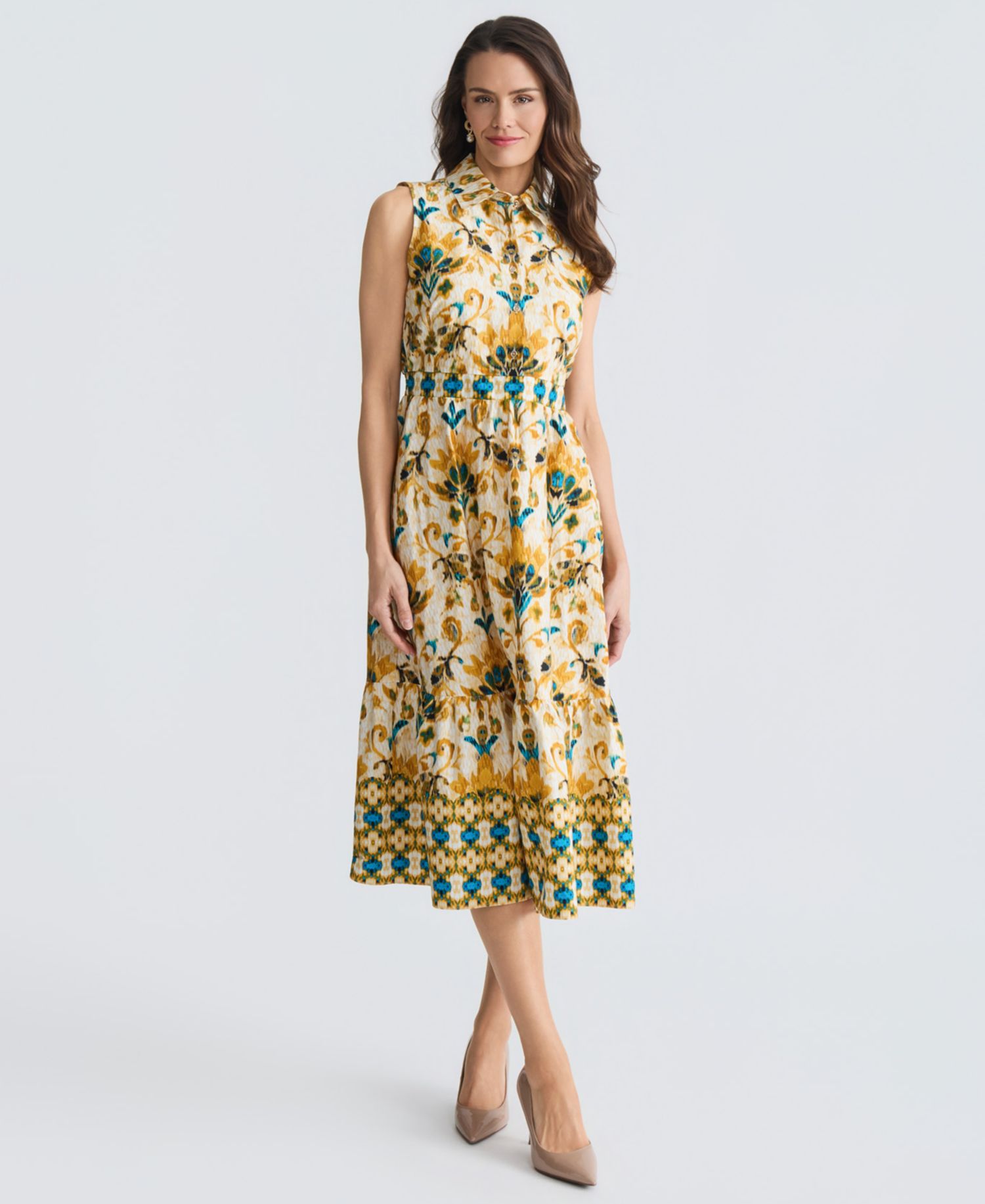 Women's Sleeveless Collared Midi Dress