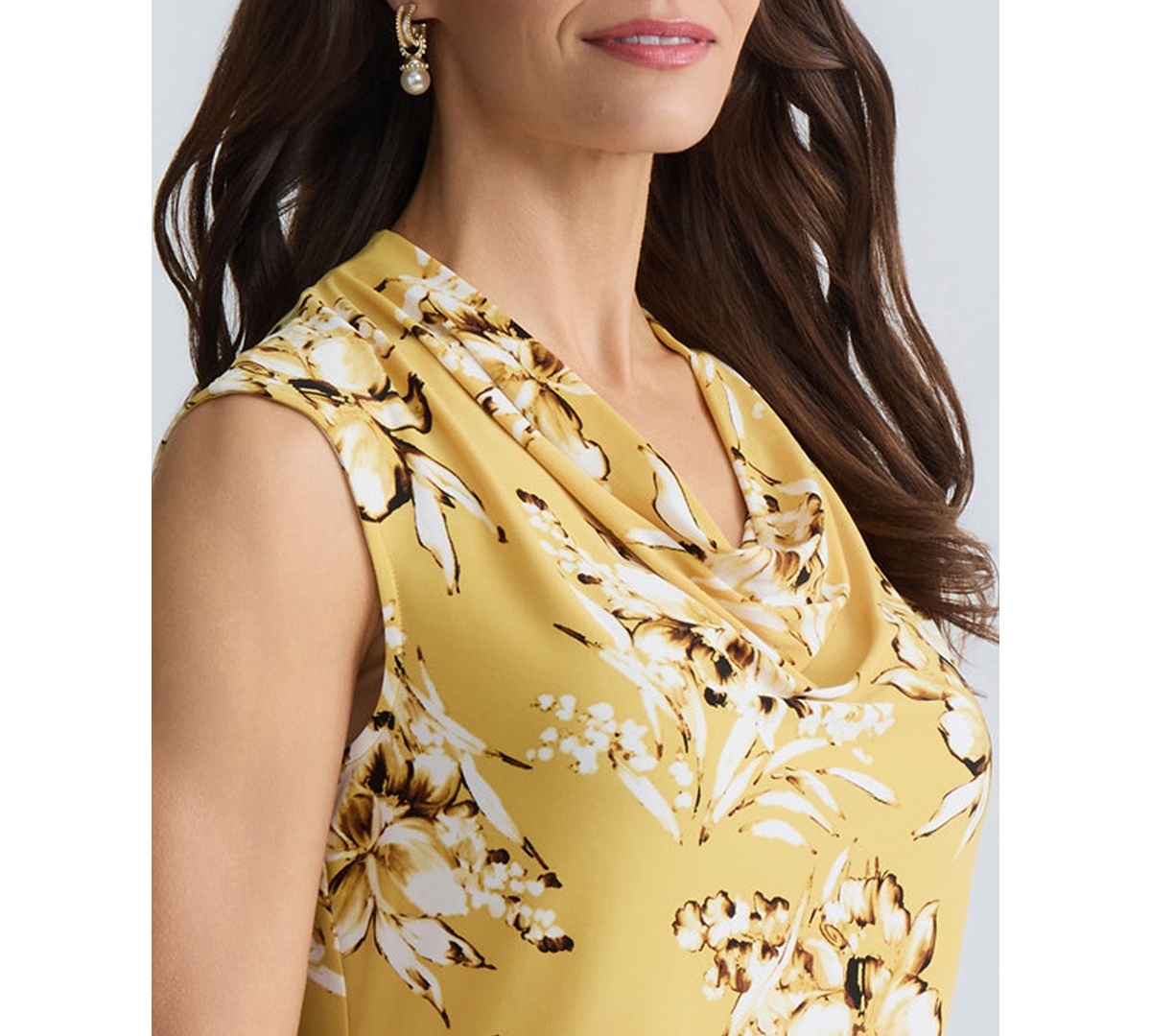 Kasper Women's Sleeveless Cowlneck Printed Stretch Top