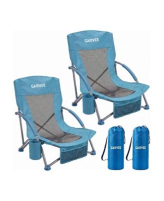2 Pack Lightweight Low Back Beach Chair, Folding Portable Camping Chairs for Camping, Beach, Travel