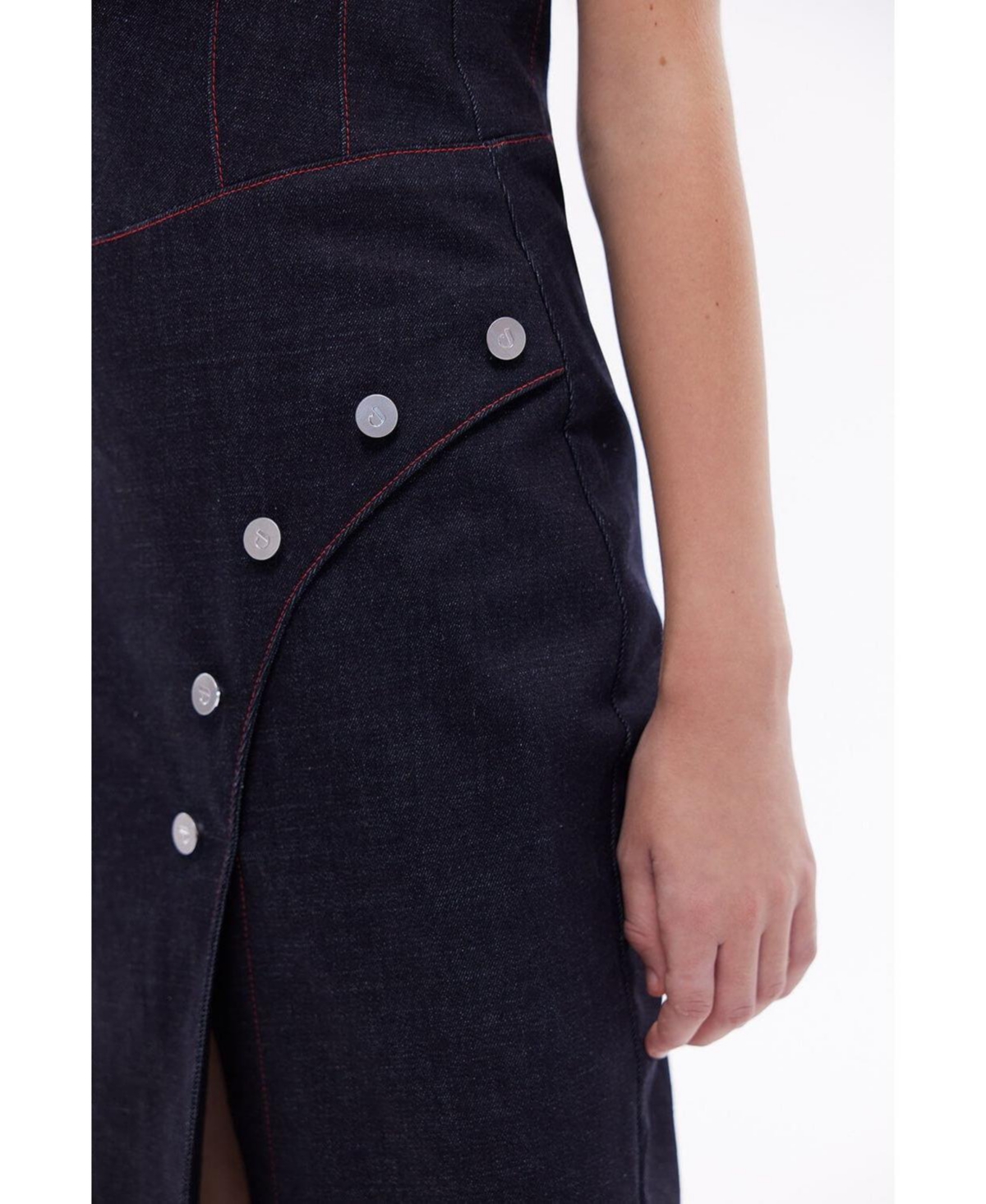 Jendue Women's Davidson Denim Maxi Dress - One Shoulder Design