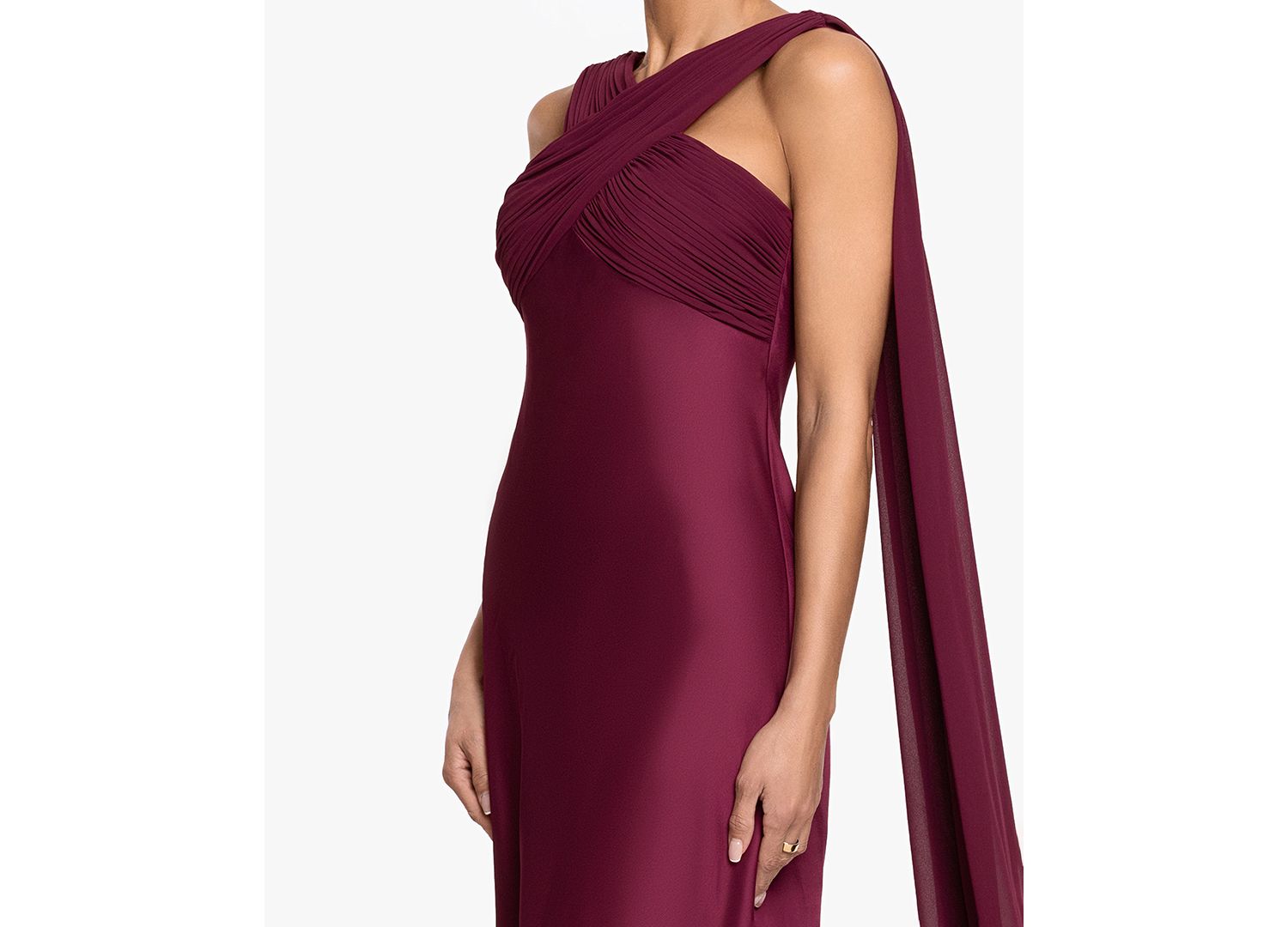 Petite Criss Cross Halter Neck Chiffon Cape Ball Gown