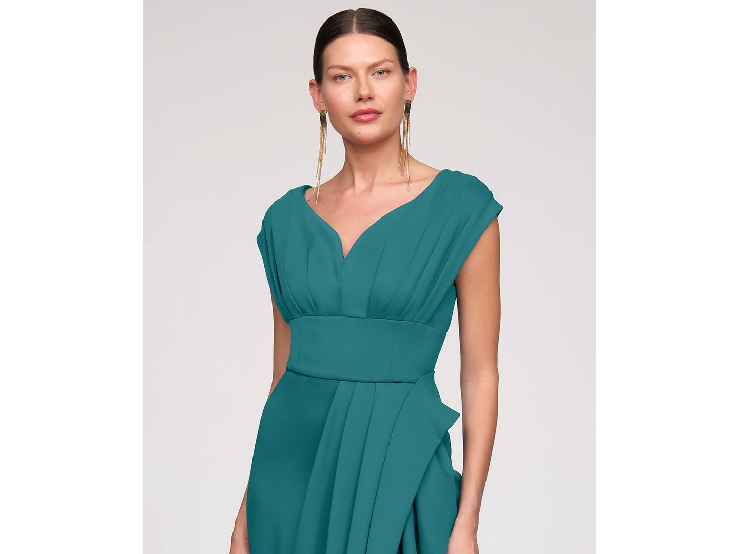 Женское платье JS Collections Column V-Neck Gown, цвет: Глубокий морской — фото 3