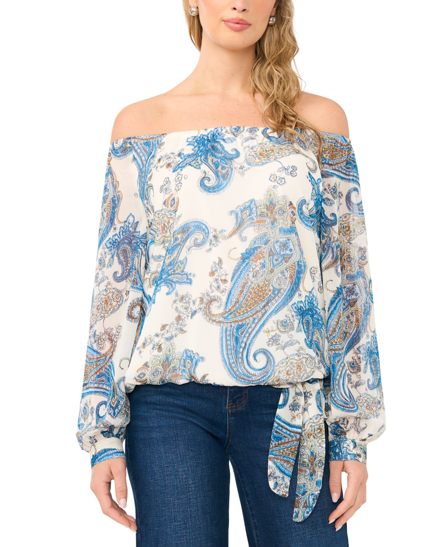 Women's Off-The-Shoulder Printed Blouse