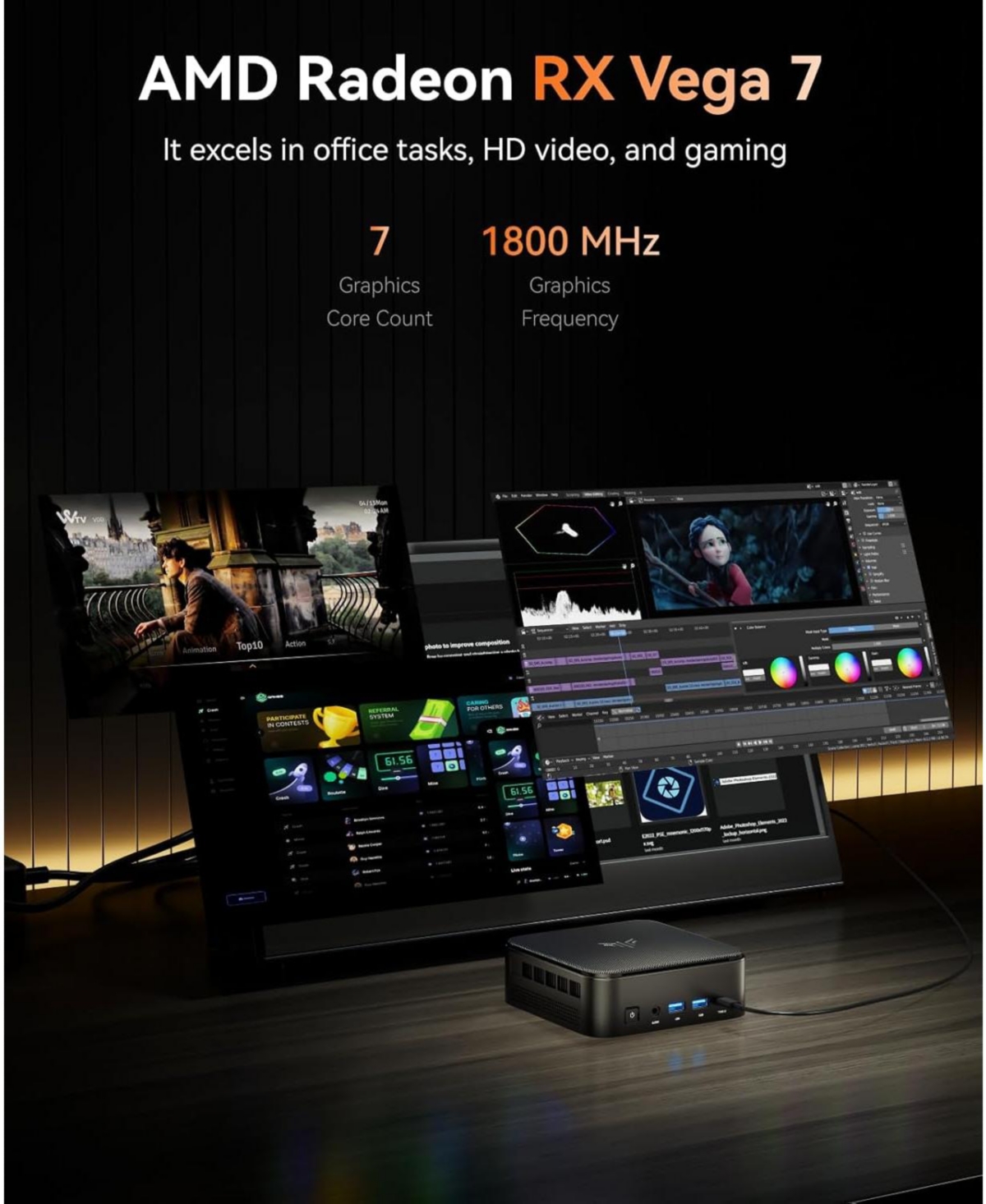 Kamrui E3B Mini Gaming Pc, Ryzen 5 7430U 16GB Ram 512GB Ssd, Triple 4K Display, WiFi6/BT5.2
