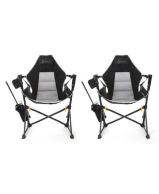 2-Pack Folding Hammock Camp Chair, Detachable Footrest, Padded Headrest Seat, 2x Large Cup Holders, Supports 300lbs.