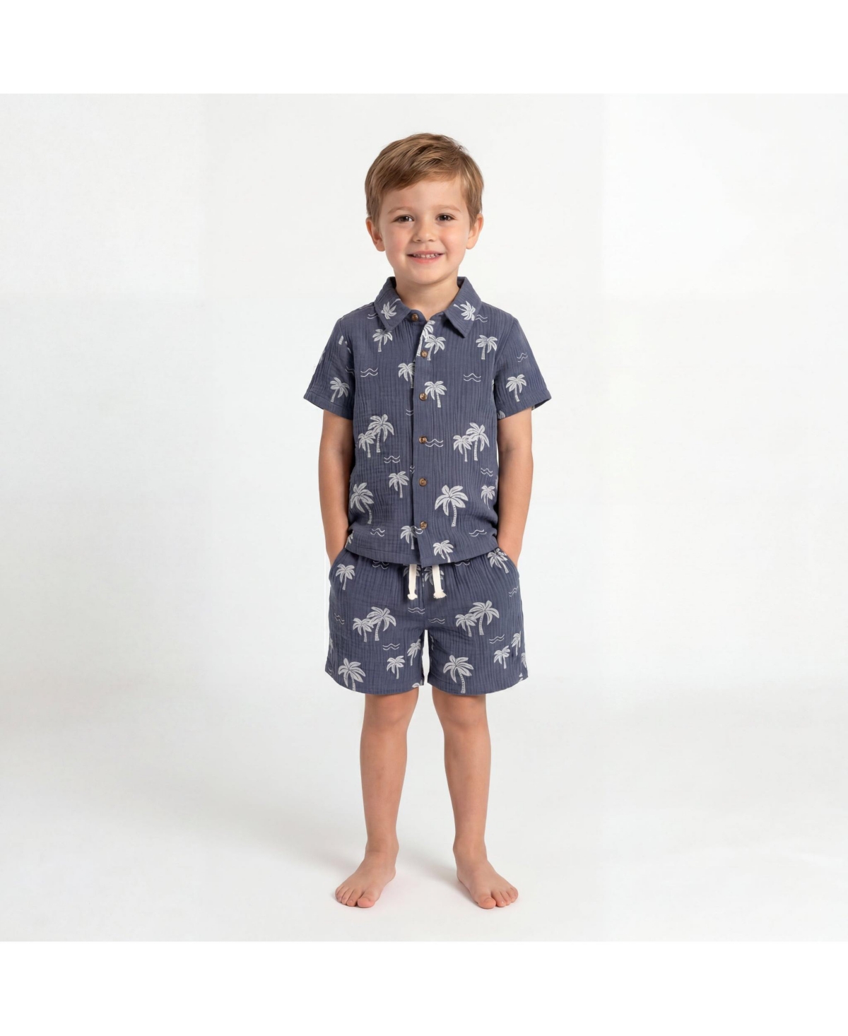 Andy & Evan Toddler Boys Little/Big Tropical Palm Tree Gauze Set