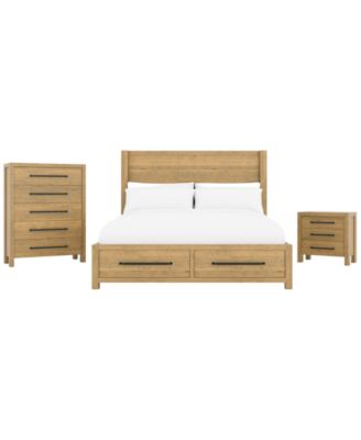 Davie 3-Piece Queen Storage Bedroom Set (Panel Bed, Chest & 3-Drawer Nightstand)