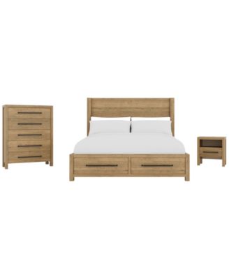 Davie 3-Piece Queen Storage Bedroom Set (Panel Bed, Chest & 1-Drawer Nightstand)