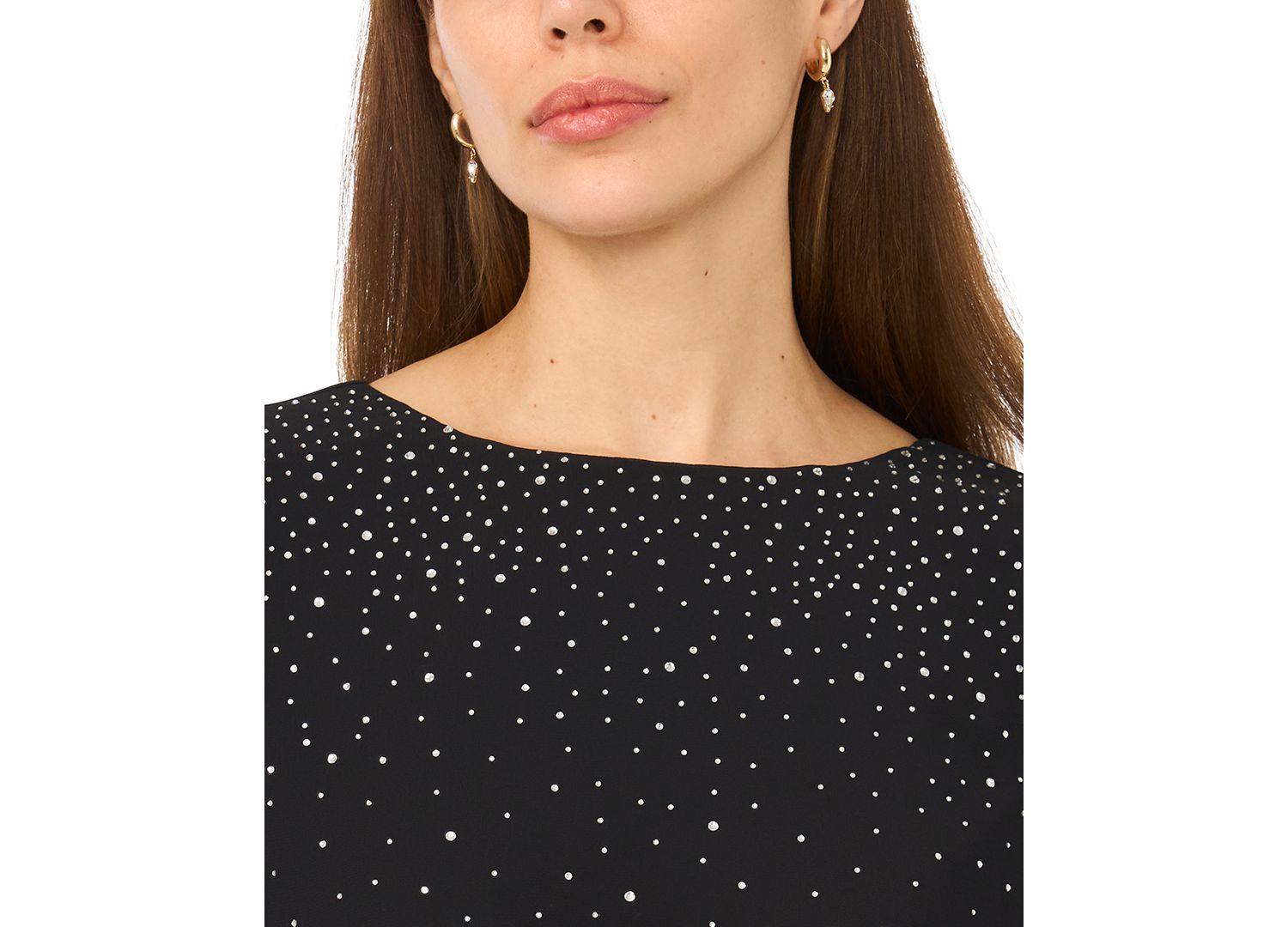 Women's Rhinestone Embellished Crewneck Top