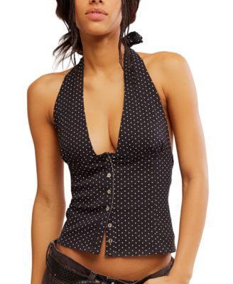 Women's Cotton-Blend Ramona Printed Halter Neck Top