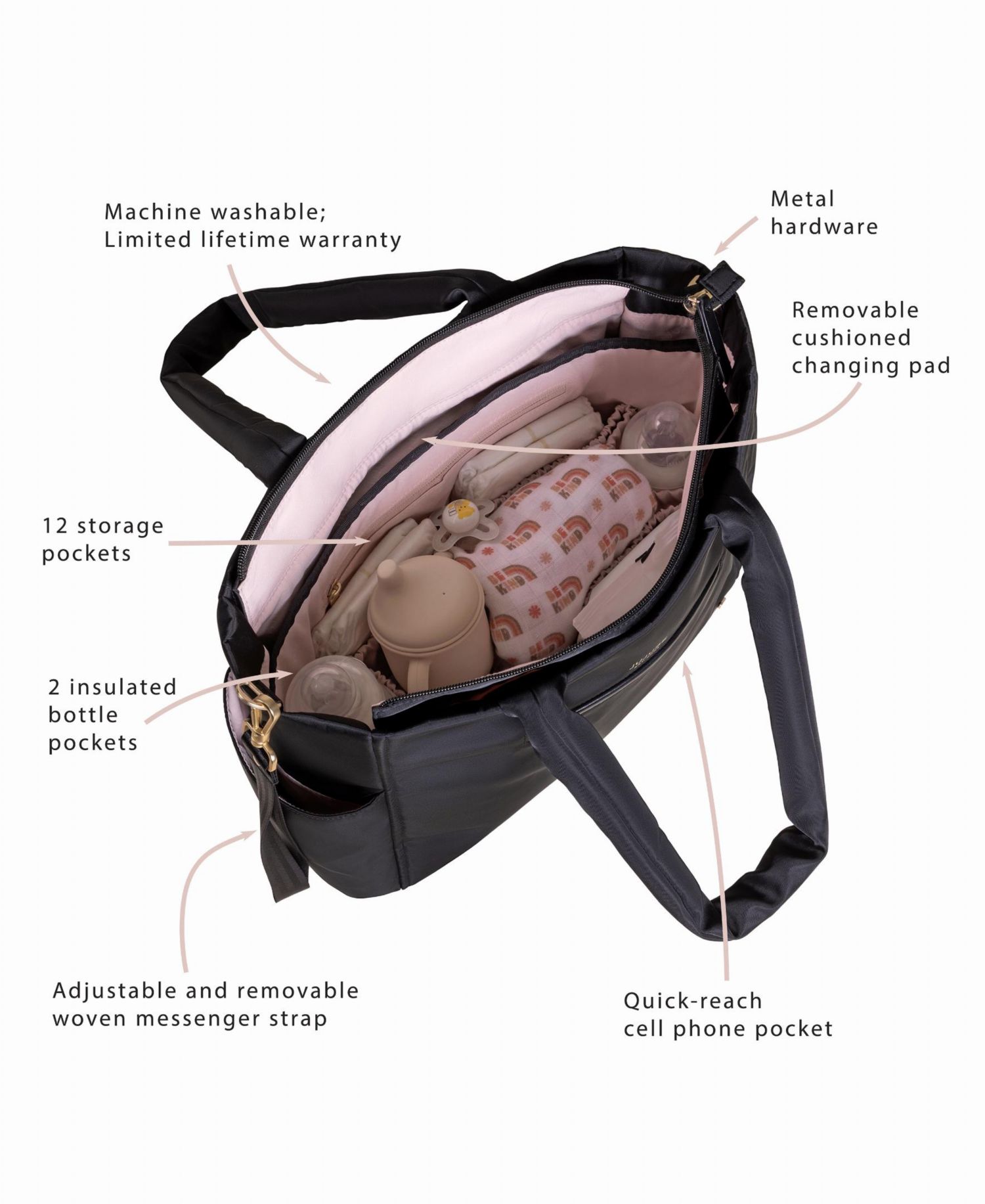 Utility-Strap Tote Diaper Bag