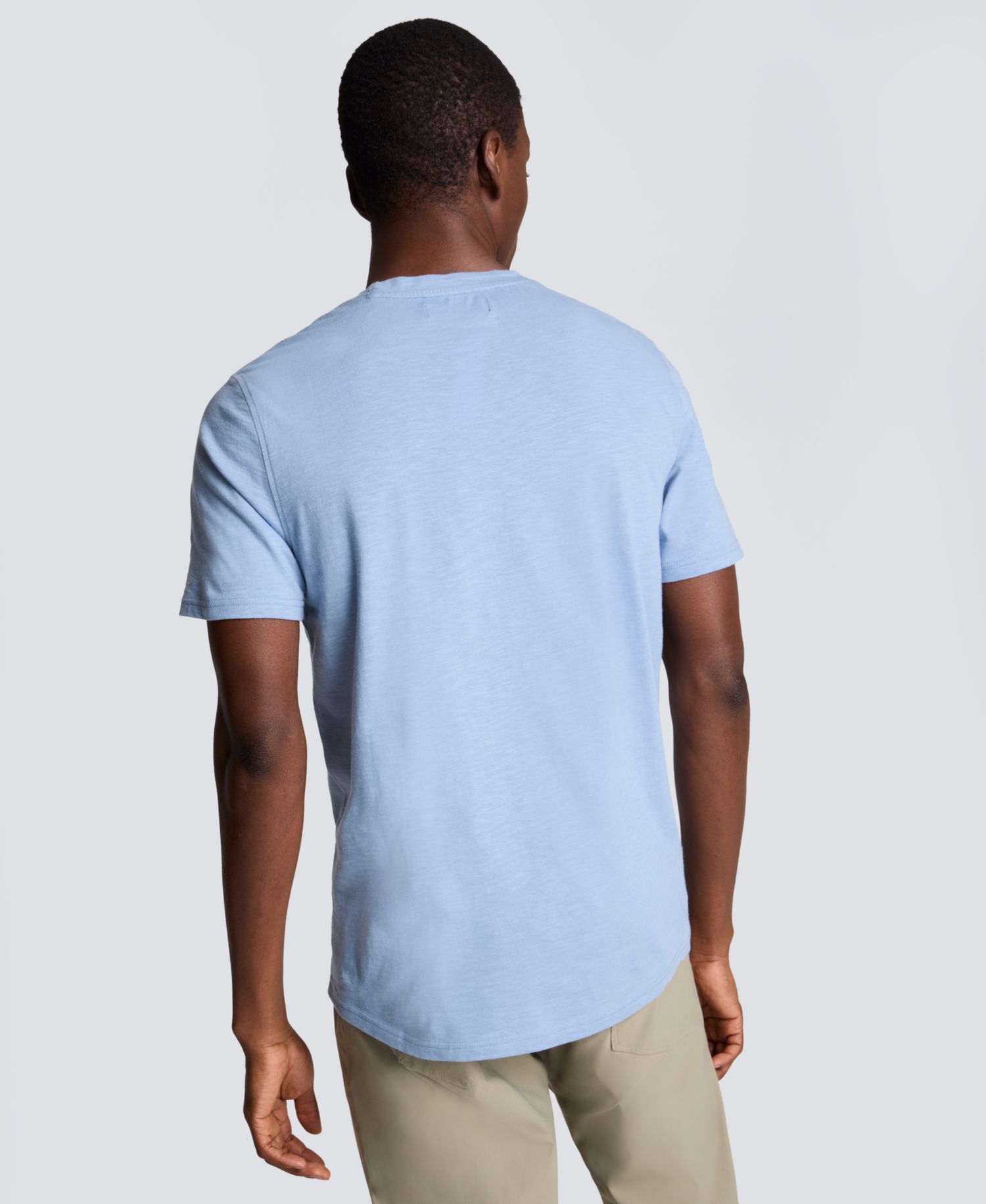 Men's Sport Faded Blue Solid Knit Classic Crewneck T-shirts